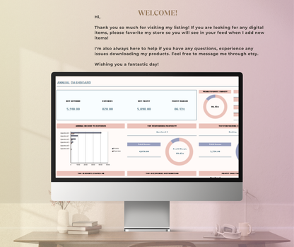 Annual Budget Tracker Spreadsheet | Yearly Finance Planner Google Sheets Income & Expense Tool