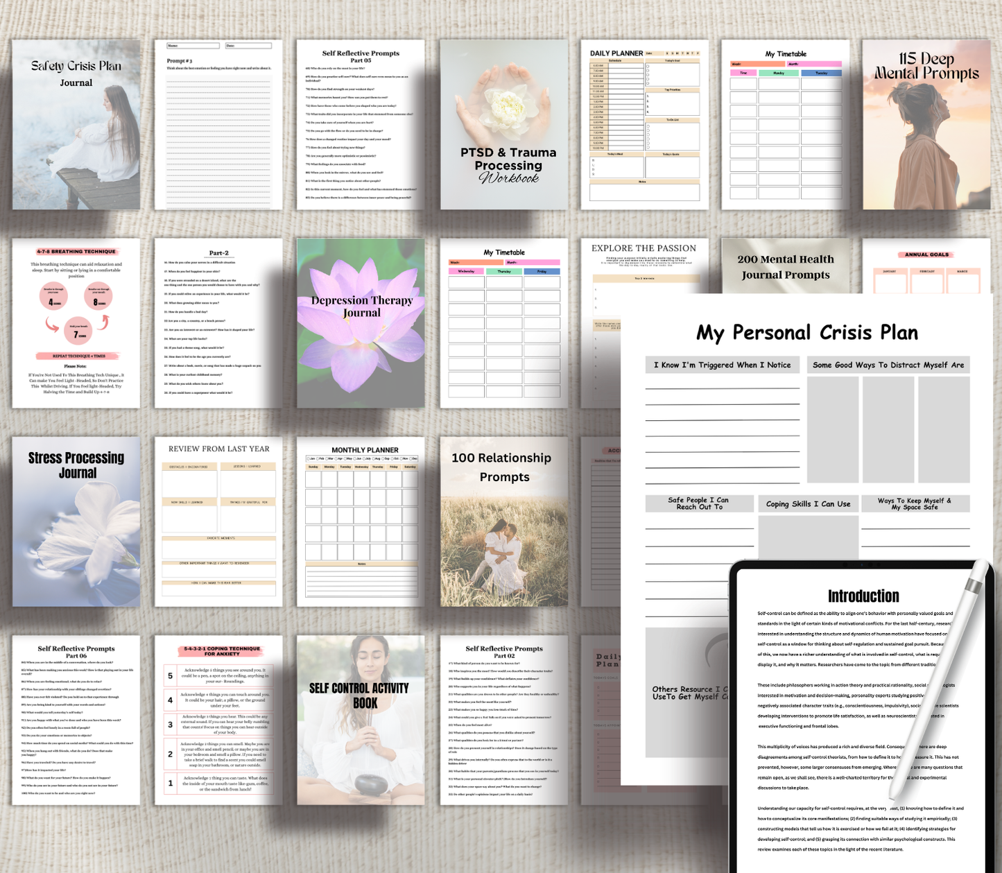Mental Health PLR Bundle | Editable Canva Wellness & Self-Care Templates for Digital Products