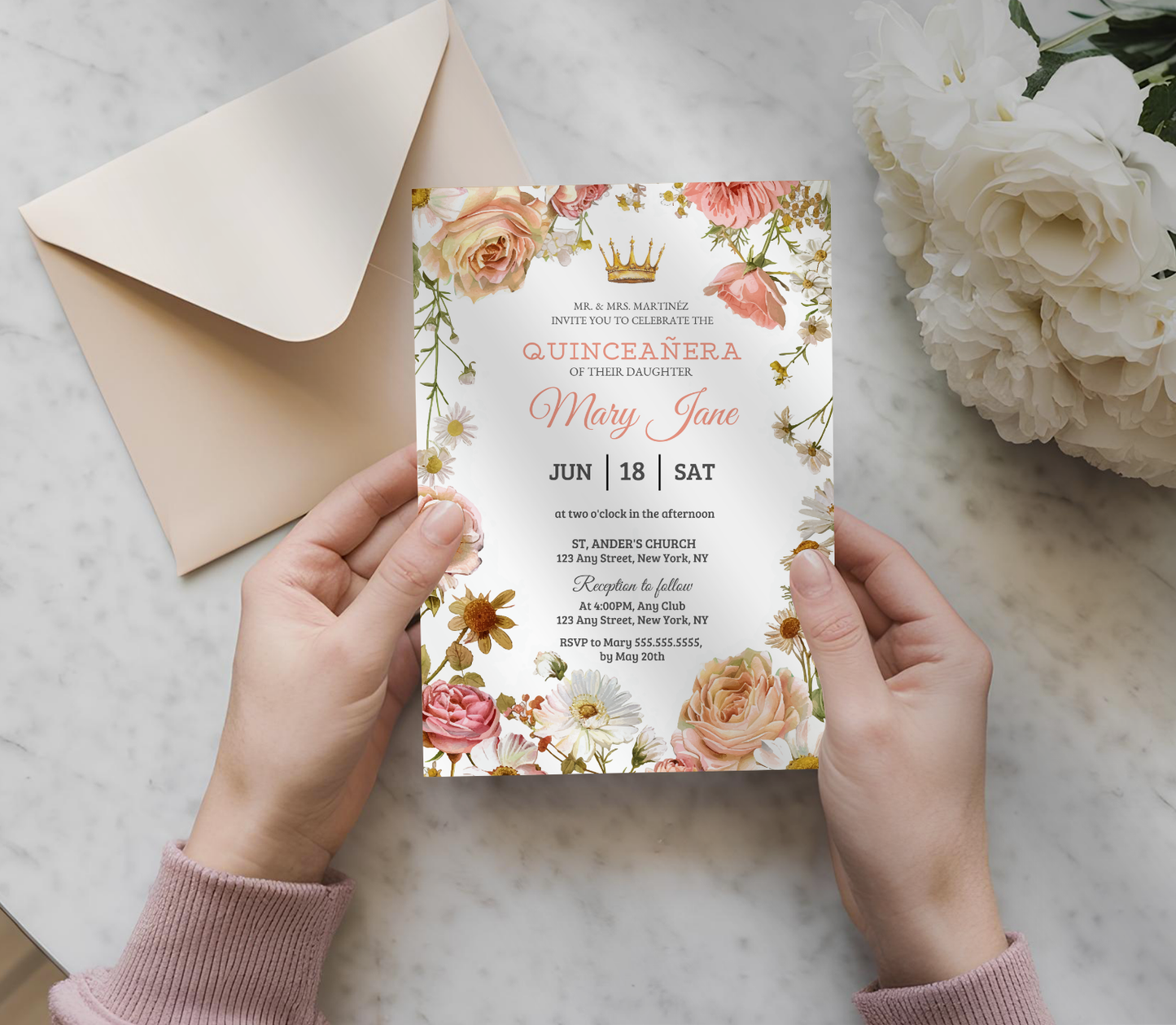 Quinceañera Invitation Template | Editable Canva Quince Party Invite Design Printable & Digital