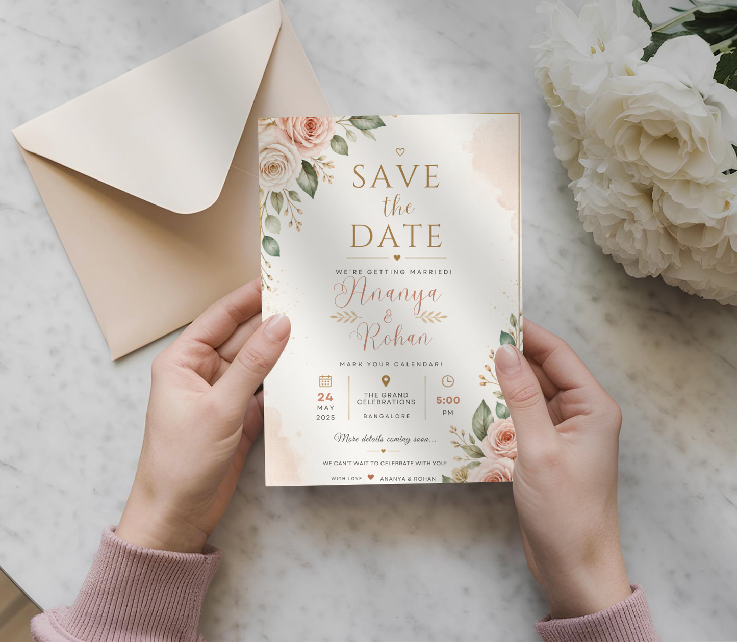 Save the Date Invitation Template | Editable Canva Wedding Save the Date Card Printable & Digital
