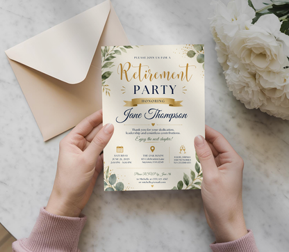 Retirement Invitation Template | Editable Canva Retirement Party Invite Design Printable & Digital