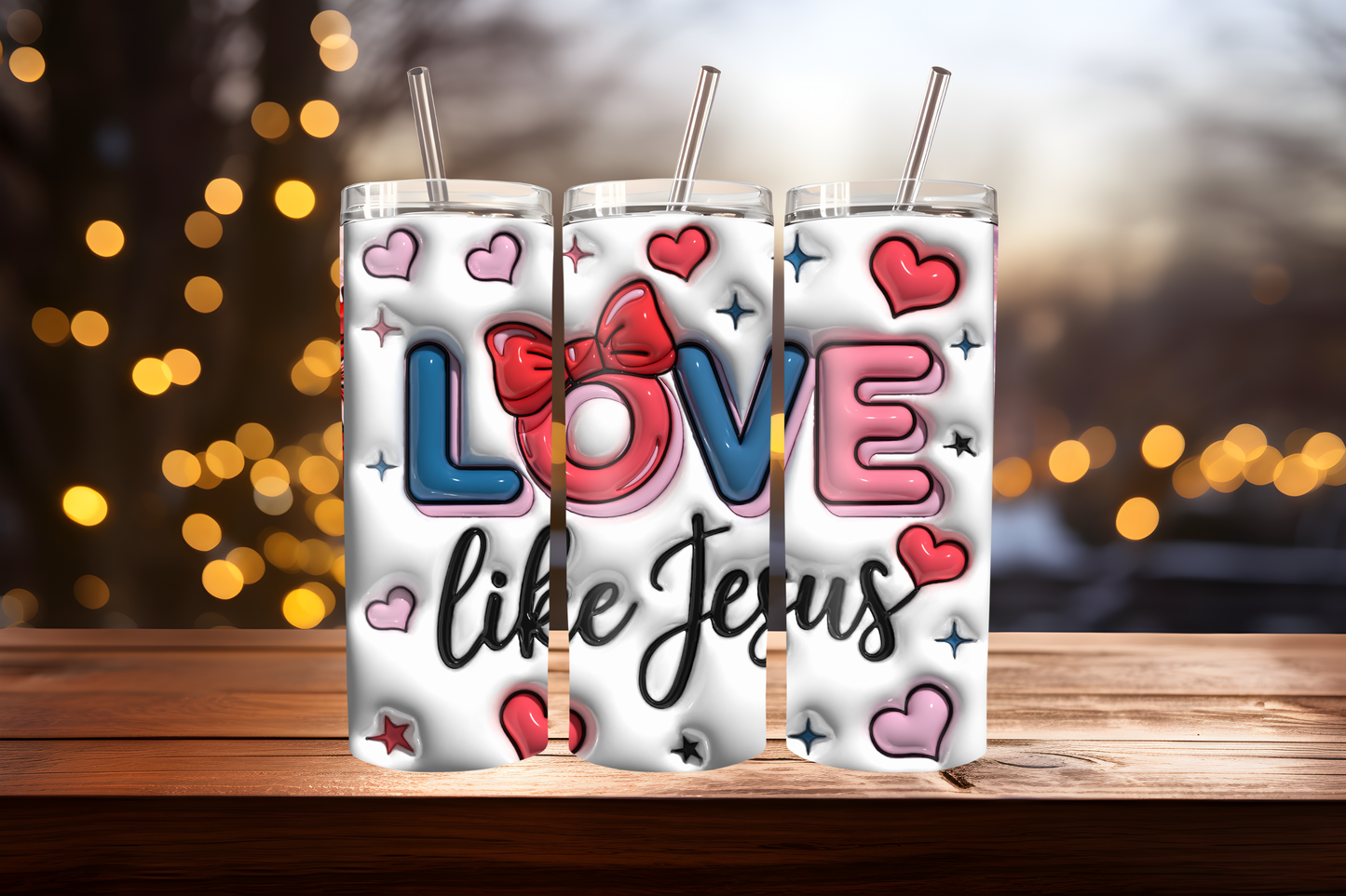 Love Like Jesus Tumbler Wrap PNG | Faith-Based Inspirational Design, 20oz Skinny Tumbler Sublimation, Christian Quote Wrap