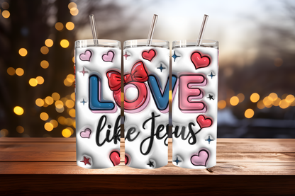 Love Like Jesus Tumbler Wrap PNG | Faith-Based Inspirational Design, 20oz Skinny Tumbler Sublimation, Christian Quote Wrap