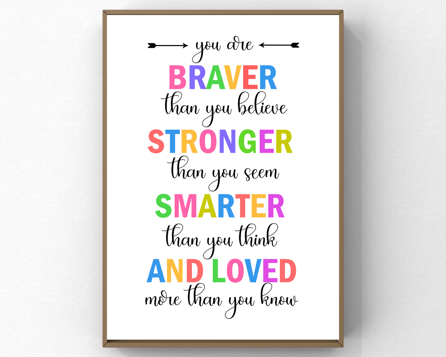You Are Braver Than Wall Art | Inspirational Quote Poster, Confidence &amp; Courage Decor, Printable Motivational Wall Art