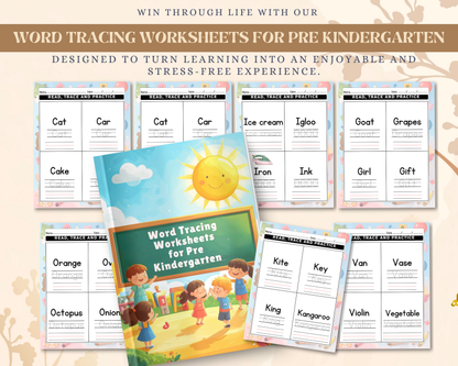 Word Tracing Worksheets for Pre-Kindergarten | Printable Handwriting Practice & Early Learning Activities