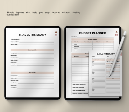 Digital Travel Planner | Editable Trip Organizer & Itinerary Planner