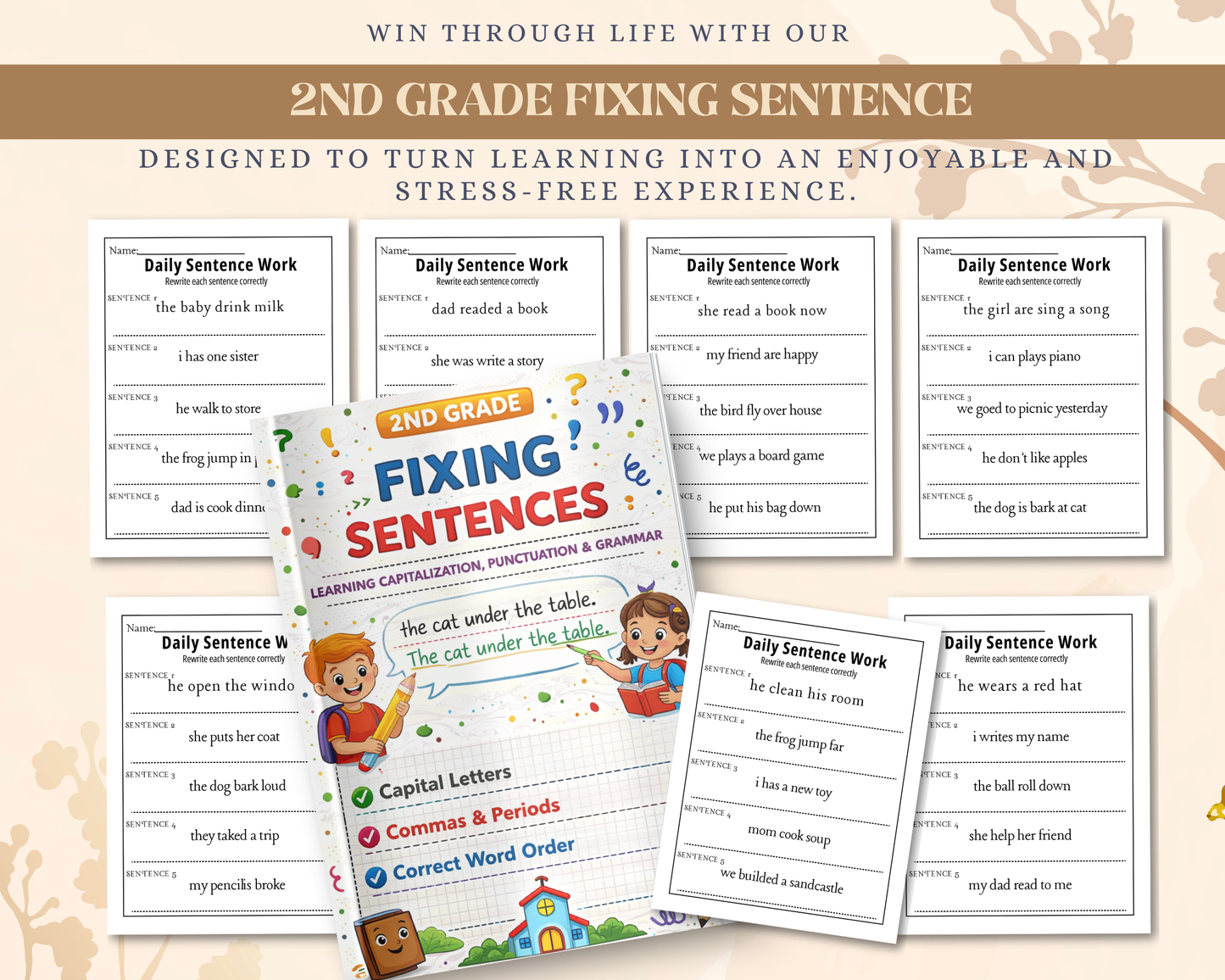 2nd Grade Fixing Sentences Worksheets | Printable Grammar & Sentence Correction Activities for Kids