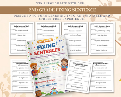 2nd Grade Fixing Sentences Worksheets | Printable Grammar & Sentence Correction Activities for Kids