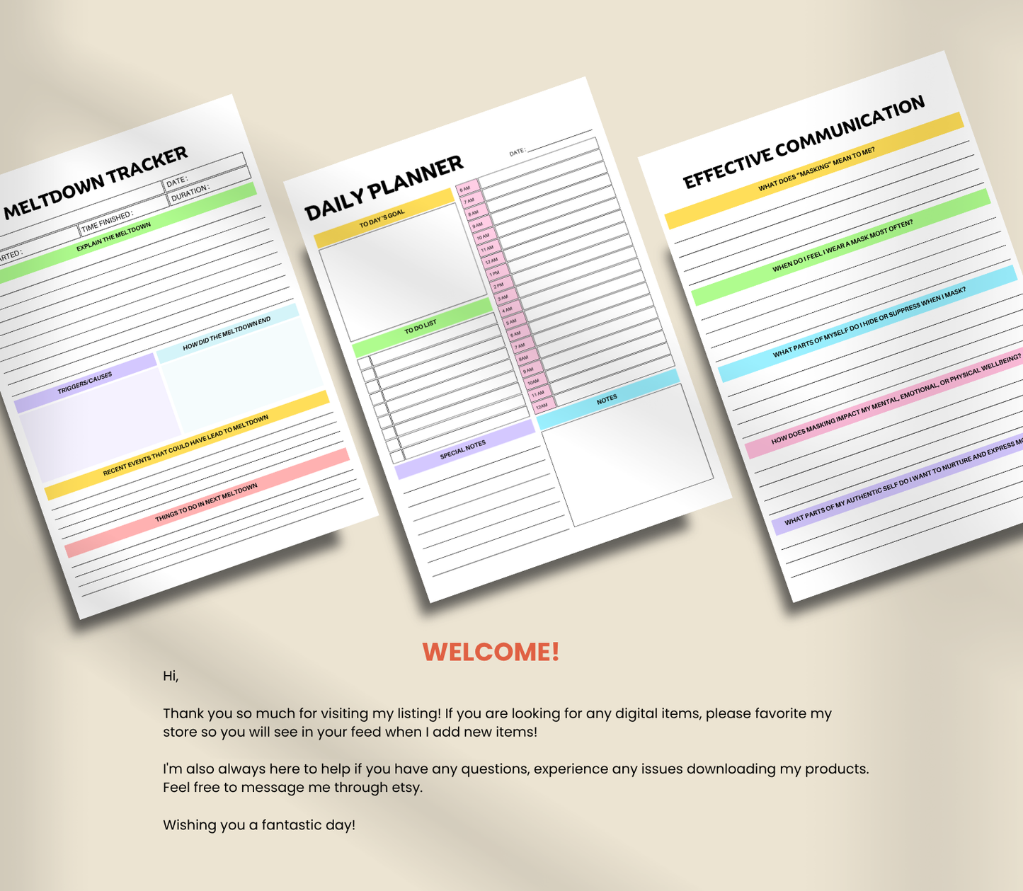 Mindful Autistic Planner | Printable ADHD & Neurodivergent Daily Organizer