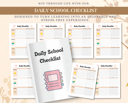 Daily School Checklist for Kids | Printable Morning & Homework Routine Planner  📝