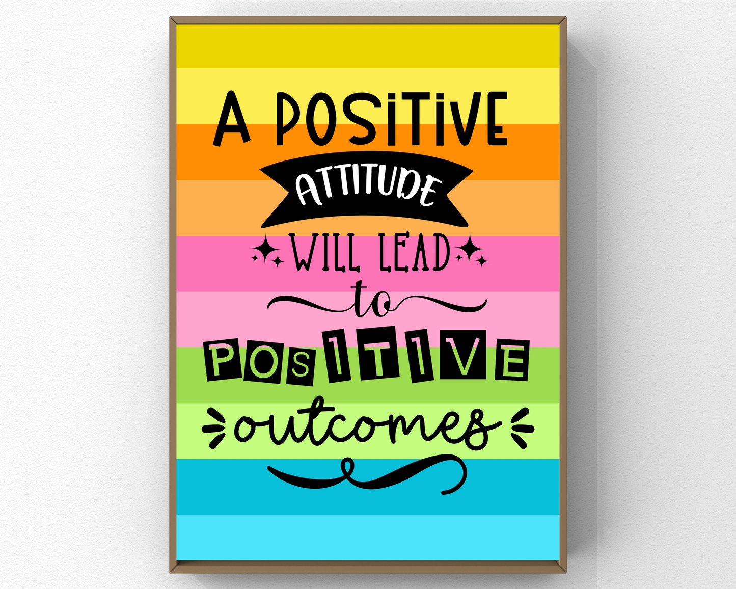 Positive Attitude Motivation Wall Art | Inspirational Quotes Poster, Mindset &amp; Self-Improvement Decor, Printable Motivational Wall Art