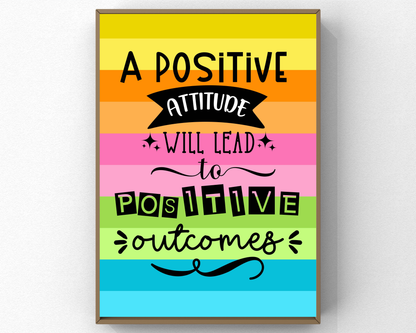 Positive Attitude Motivation Wall Art | Inspirational Quotes Poster, Mindset &amp; Self-Improvement Decor, Printable Motivational Wall Art