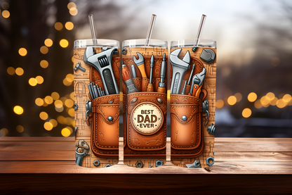 Best Dad Ever Tumbler Wrap PNG | Father’s Day Gift Design, 20oz Skinny Tumbler Sublimation, Dad Quote Tumbler Template