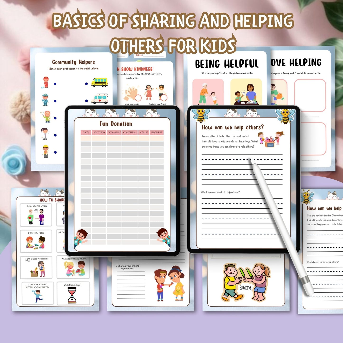 Basics of Sharing & Helping Others for Kids | Kindness Learning Printable Workbook