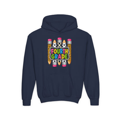 Fourth Grade Kids Hoodie — Colorful Pencil School Sweatshirt