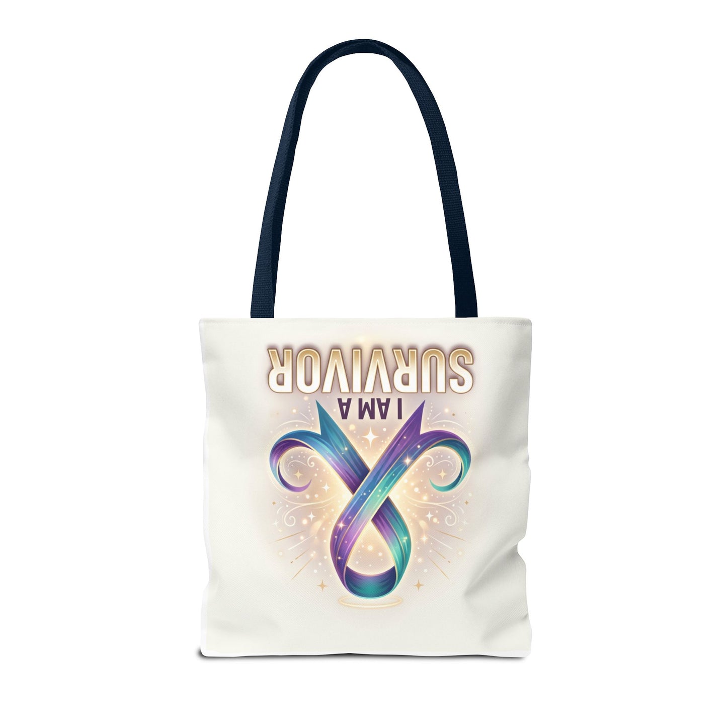 Survivor Ribbon Tote Bag - "I Am a Survivor" Awareness Reusable Shopper