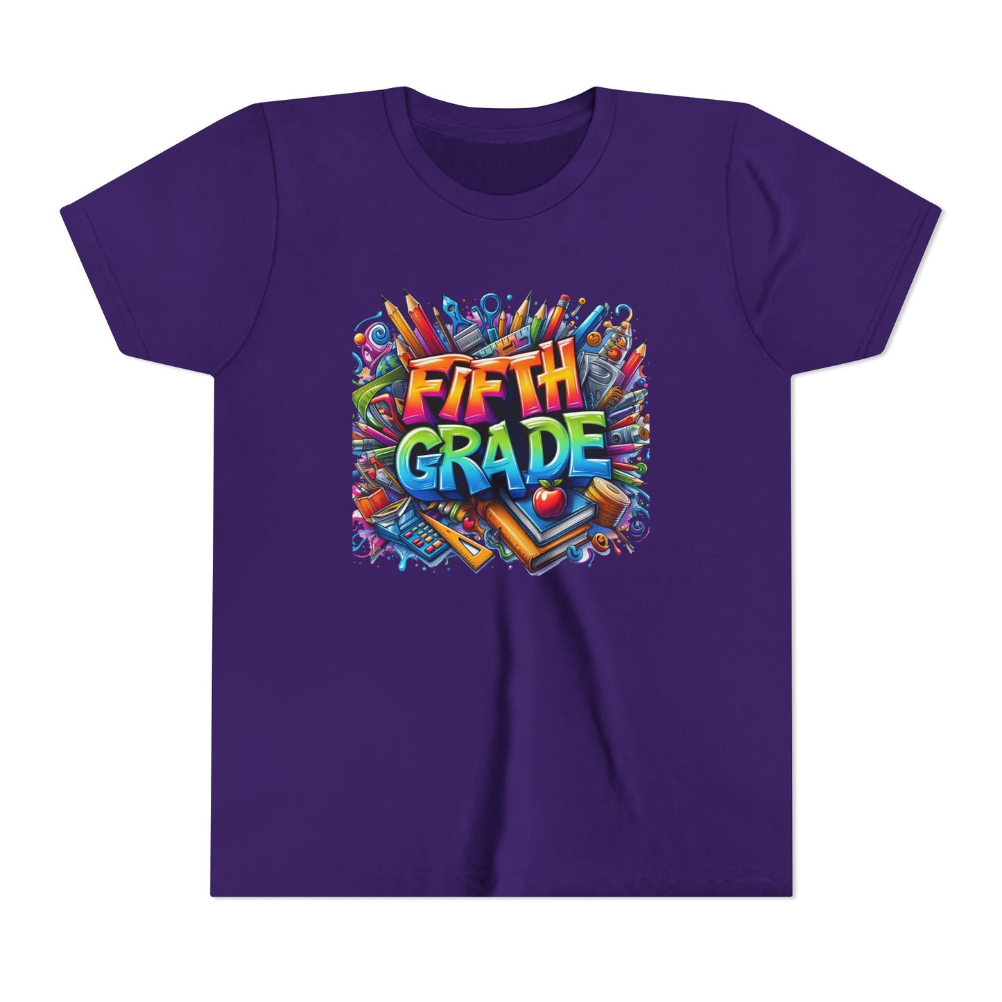 Fifth Grade Kid's Tee - Colorful School Supplies Back to School T-Shirt