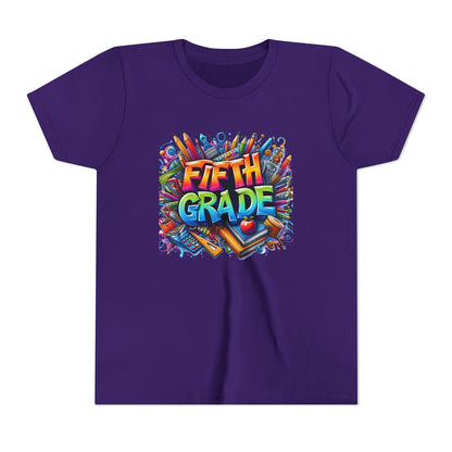 Fifth Grade Kid's Tee - Colorful School Supplies Back to School T-Shirt