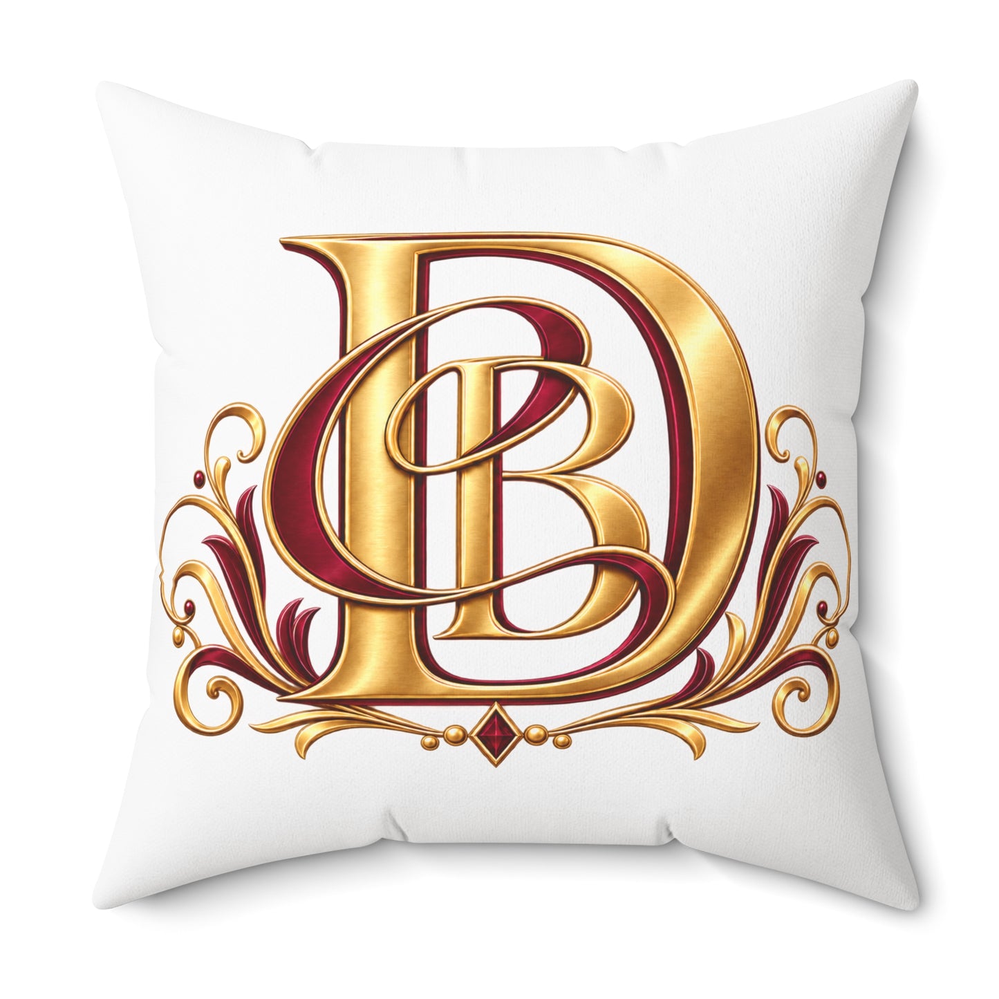 Monogram D&B Gold Decorative Throw Pillow — Elegant Initial Accent