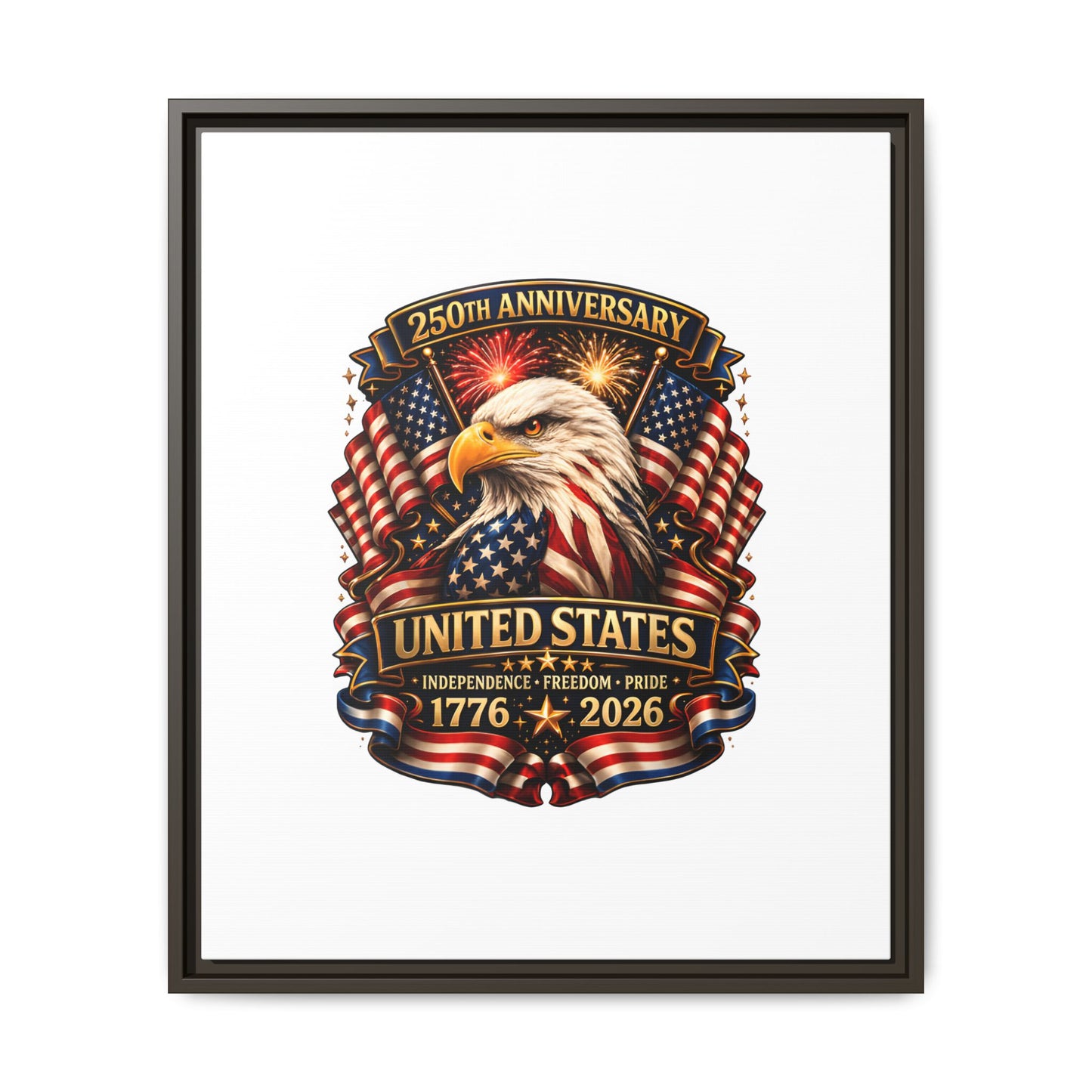 Patriotic Eagle 250th Anniversary Framed Canvas Print — United States 1776–2026