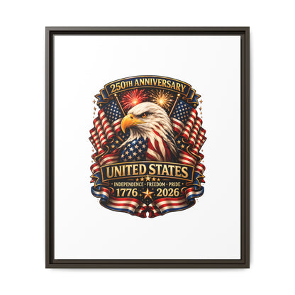 Patriotic Eagle 250th Anniversary Framed Canvas Print — United States 1776–2026