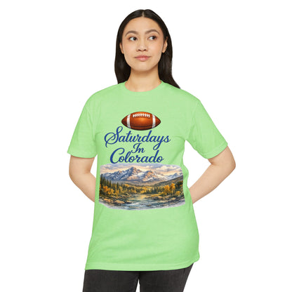 Saturdays in Colorado T-Shirt — Football & Mountain Scenic Tee