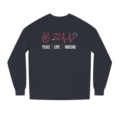 Peace Love Nursing Sweatshirt — Nurse Gifts, Heartbeat & Peace Sign Crewneck