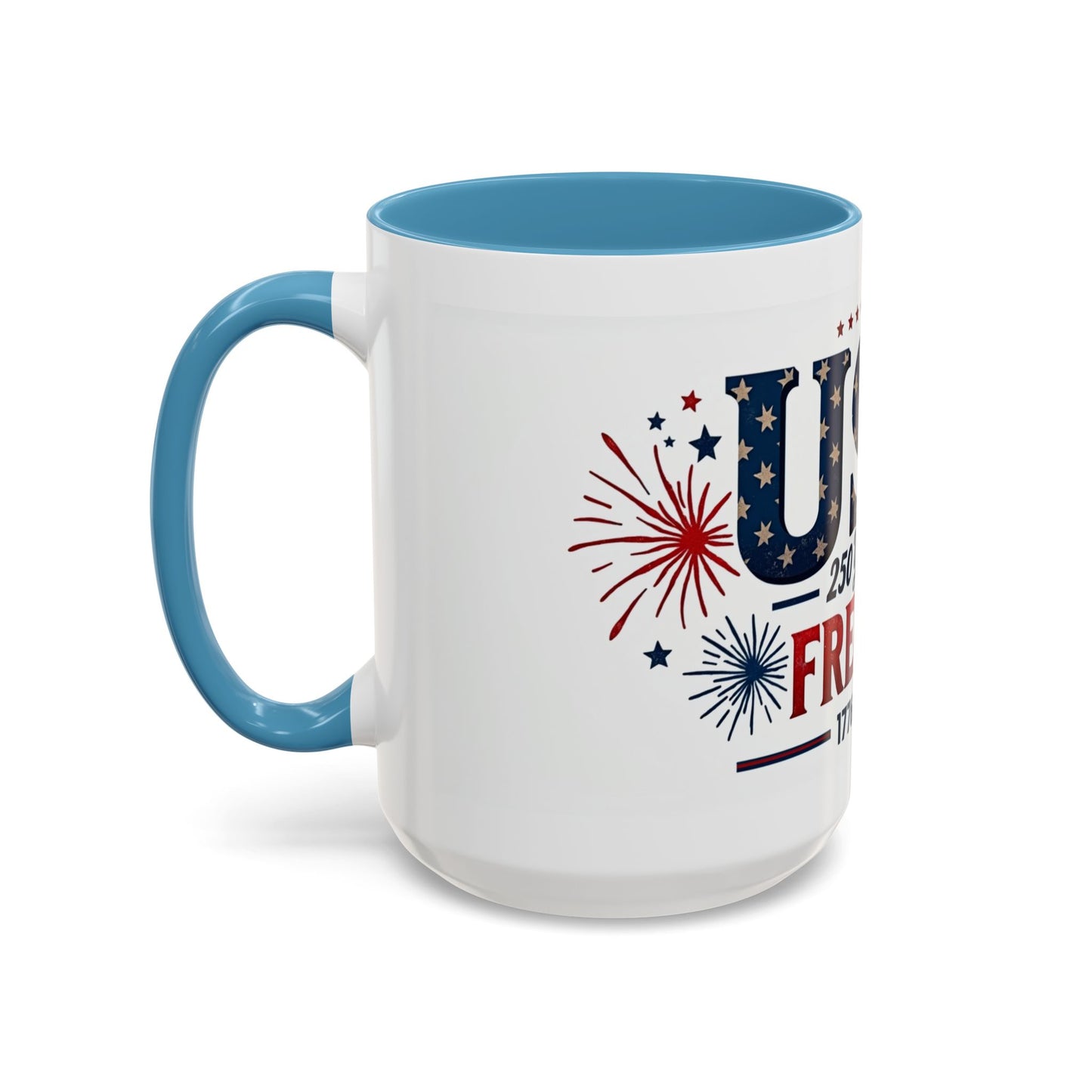 USA 250 Years of Freedom Accent Coffee Mug – 1776–2026 Patriotic Fourth of July Gift