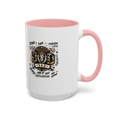 Dad King Lion Coffee Mug — 'Dad: The King' Accent 11/15oz Gift