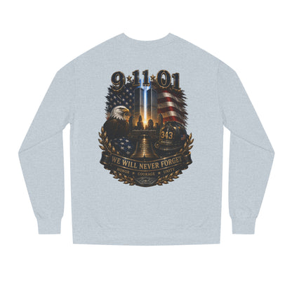 9/11 Remembrance Crewneck Sweatshirt — We Will Never Forget Memorial Tee
