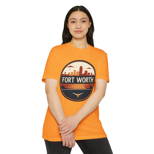 Fort Worth Skyline T-Shirt — Vintage Texas City Circle Design