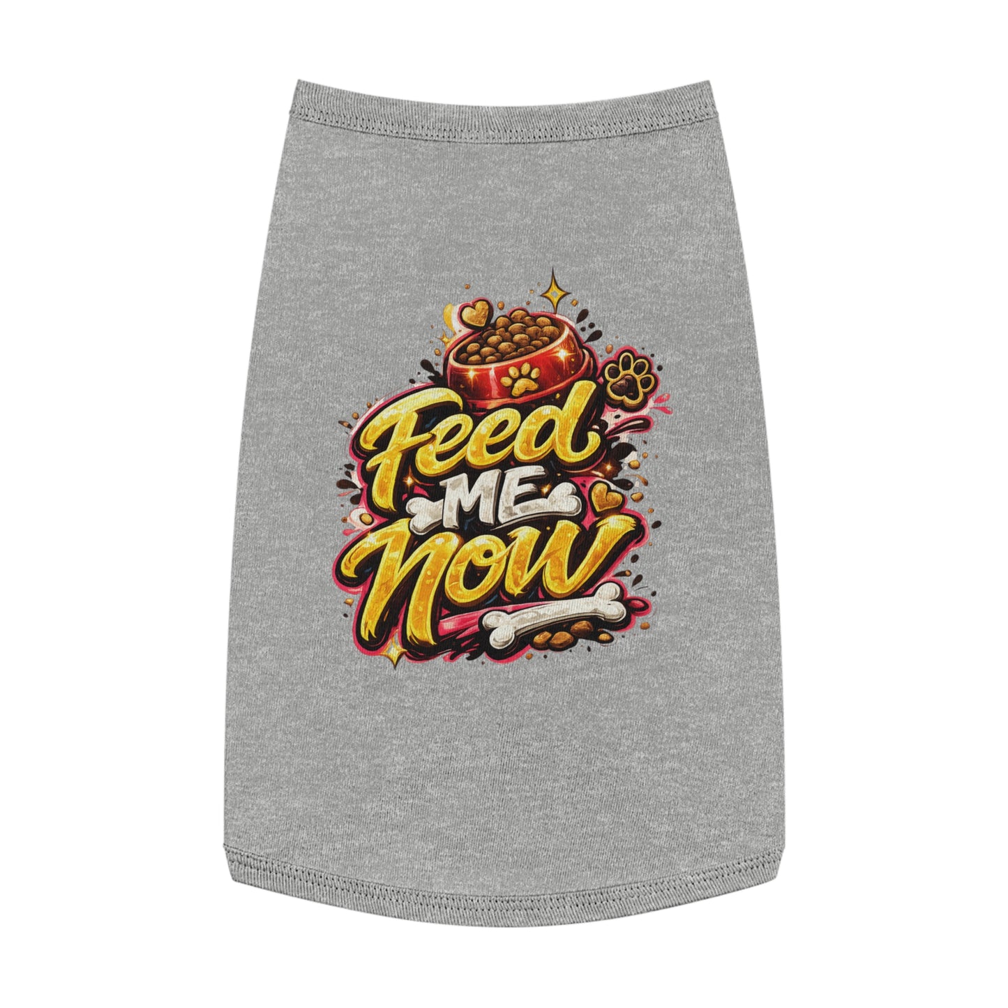 Dog Tank Top - "Feed Me Now" Funny Pet Feeding Shirt