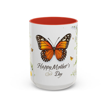Mother's Day Butterfly Coffee Mug – 'Happy Mother's Day' Floral Accent Mug