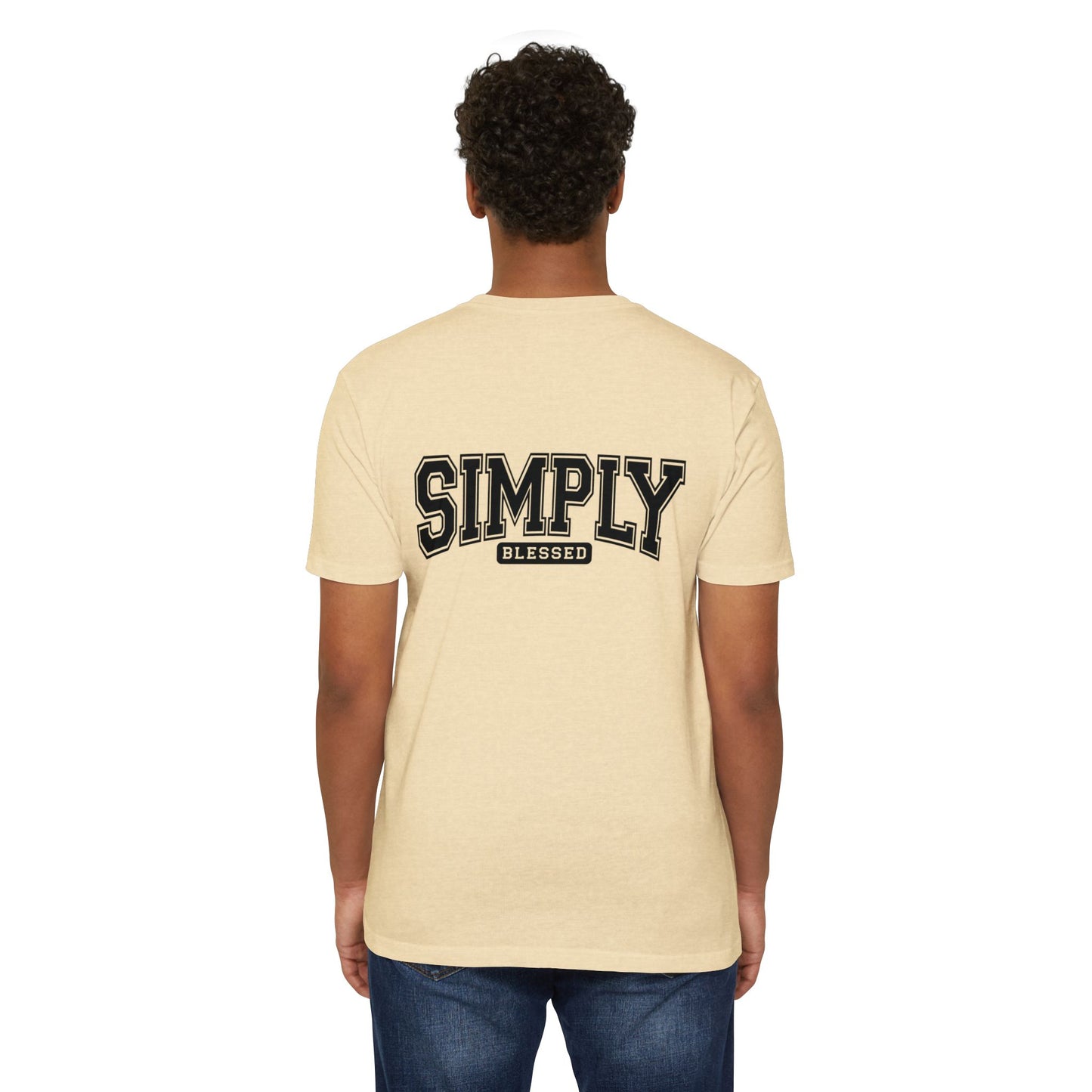 Simply Blessed T-Shirt — Vintage Collegiate Script Faith Tee