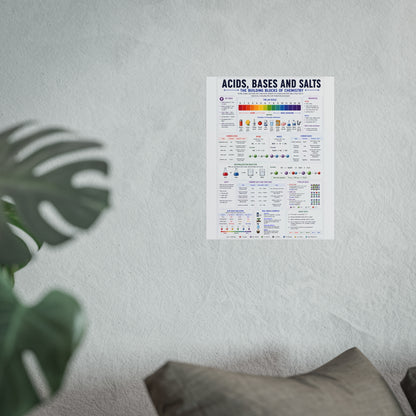 Acids, Bases & Salts Chemistry Poster — Educational Fine Art Poster for Classroom or Study