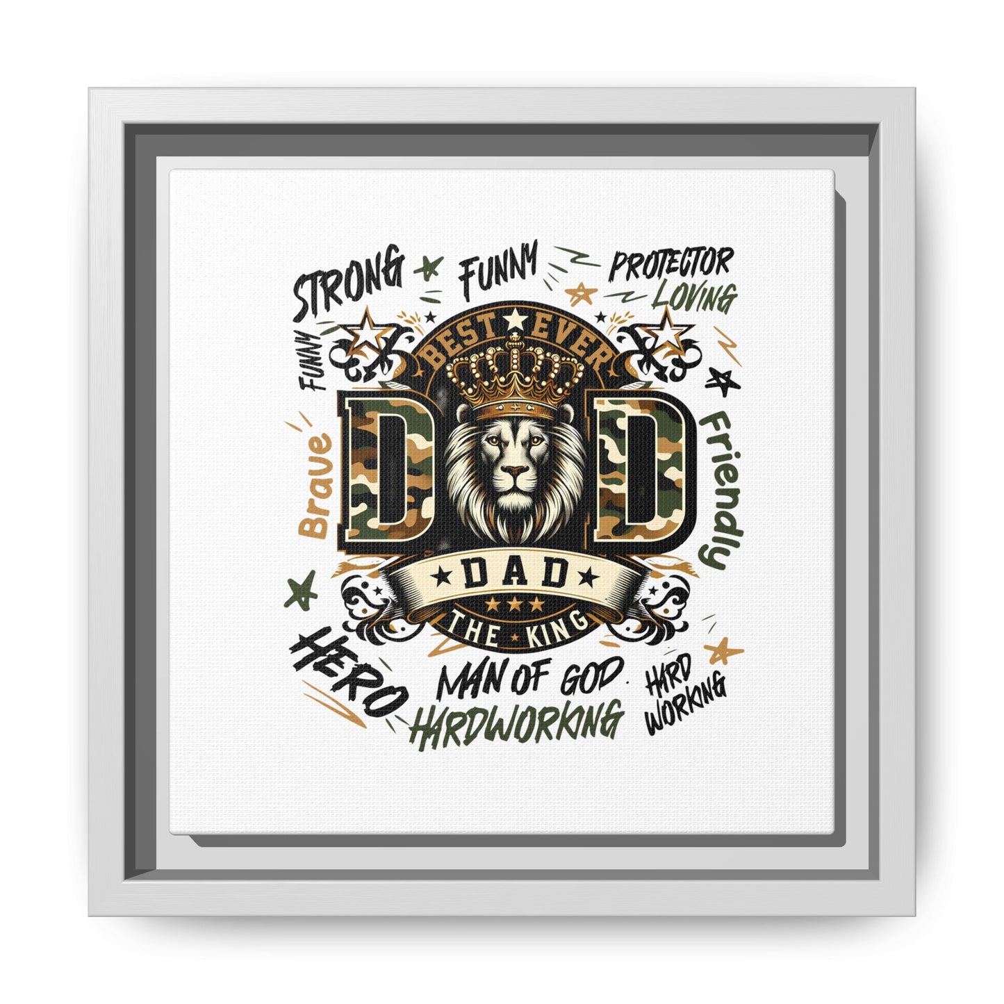 Framed Matte Canvas 'Best Ever DAD' Wall Art – Lion King Design, Father’s Day Gift
