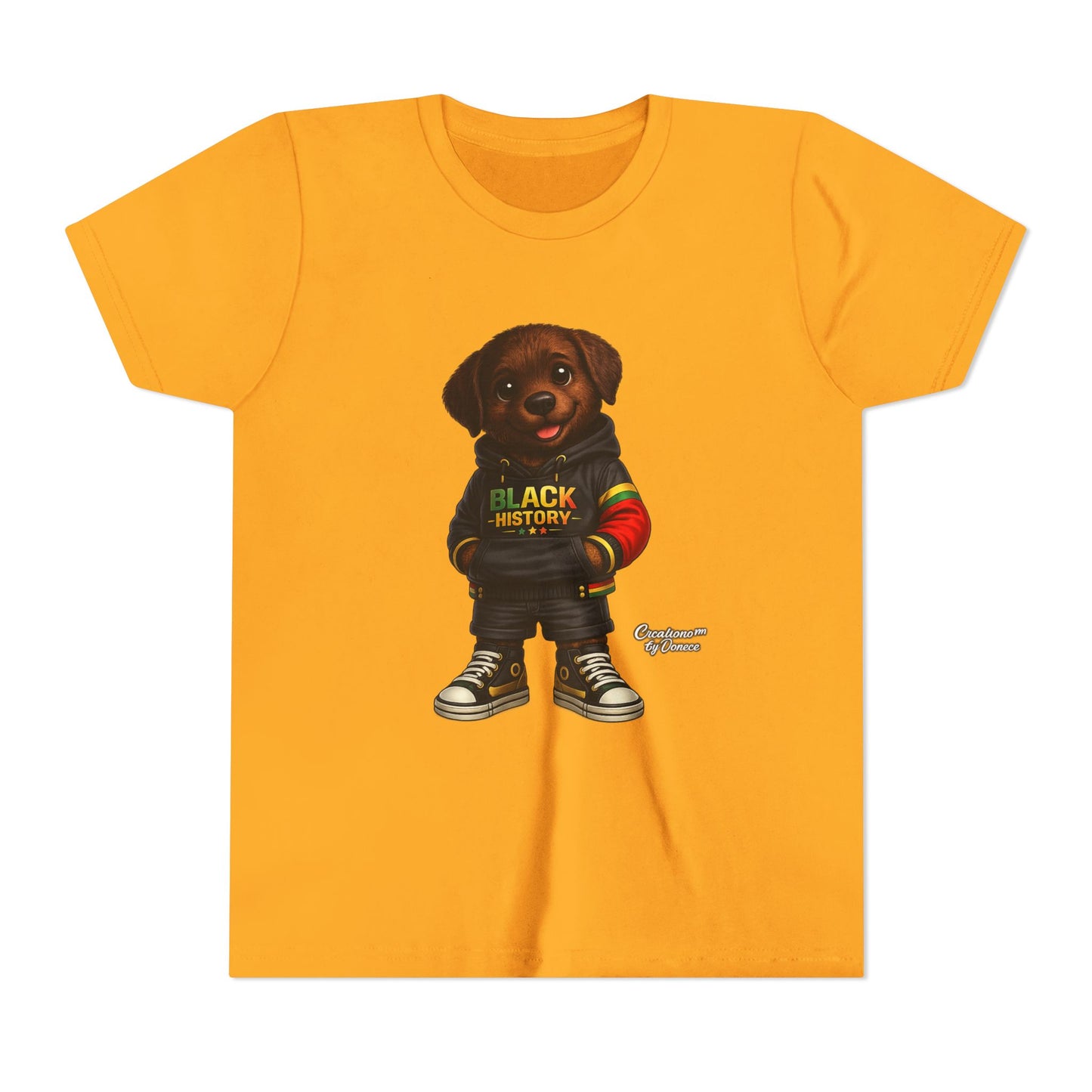 Youth Tee — Cute Puppy 'Black History' Graphic Shirt