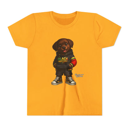 Youth Tee — Cute Puppy 'Black History' Graphic Shirt