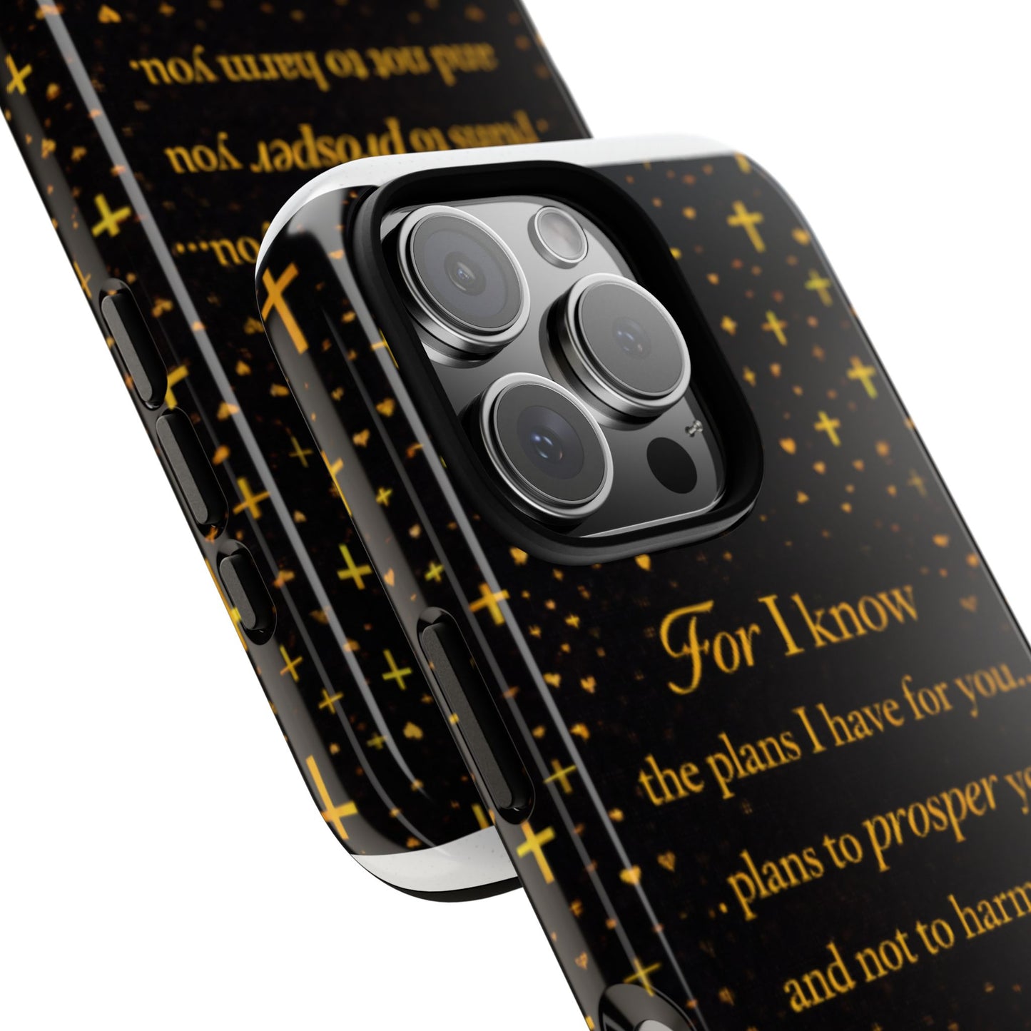 Phone Case — "For I Know" Jeremiah 29:11 Gold Cross Christian Tough Case