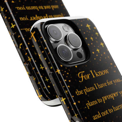 Phone Case — "For I Know" Jeremiah 29:11 Gold Cross Christian Tough Case