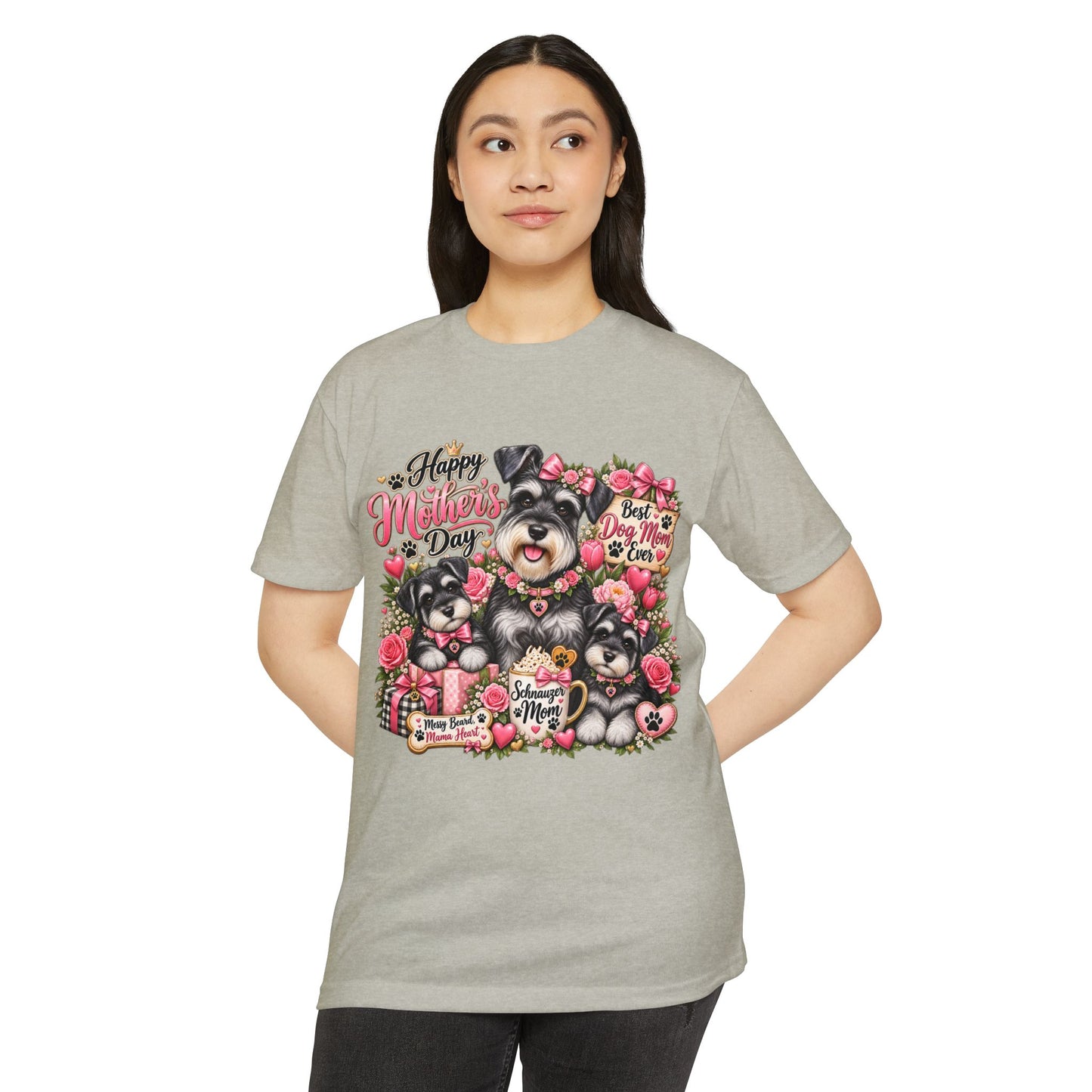 Mother's Day Schnauzer T-Shirt — "Happy Mother's Day" Dog Mom Tee