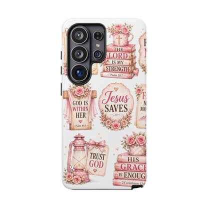 Faith Phone Case — 'Jesus Saves' Floral Christian Scripture iPhone Case