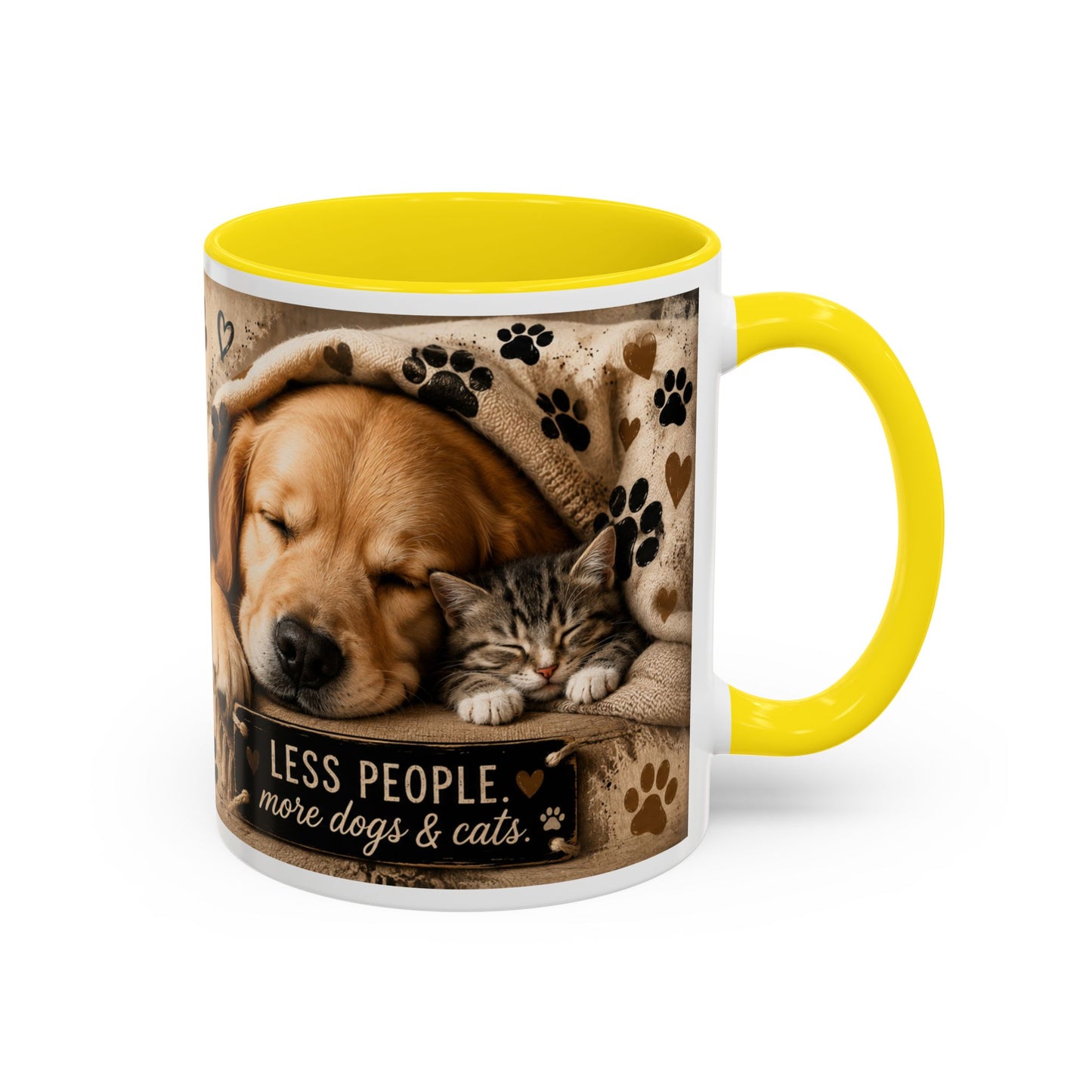 Dog & Cat Coffee Mug - "Less People, More Dogs & Cats" Accent Ceramic Mug