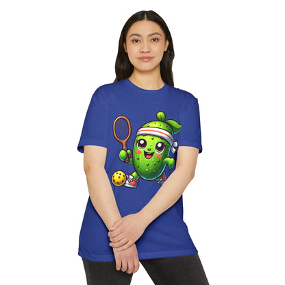 Pickle Tennis Player T-Shirt — Cute Pickle Playing Pickleball Graphic Tee
