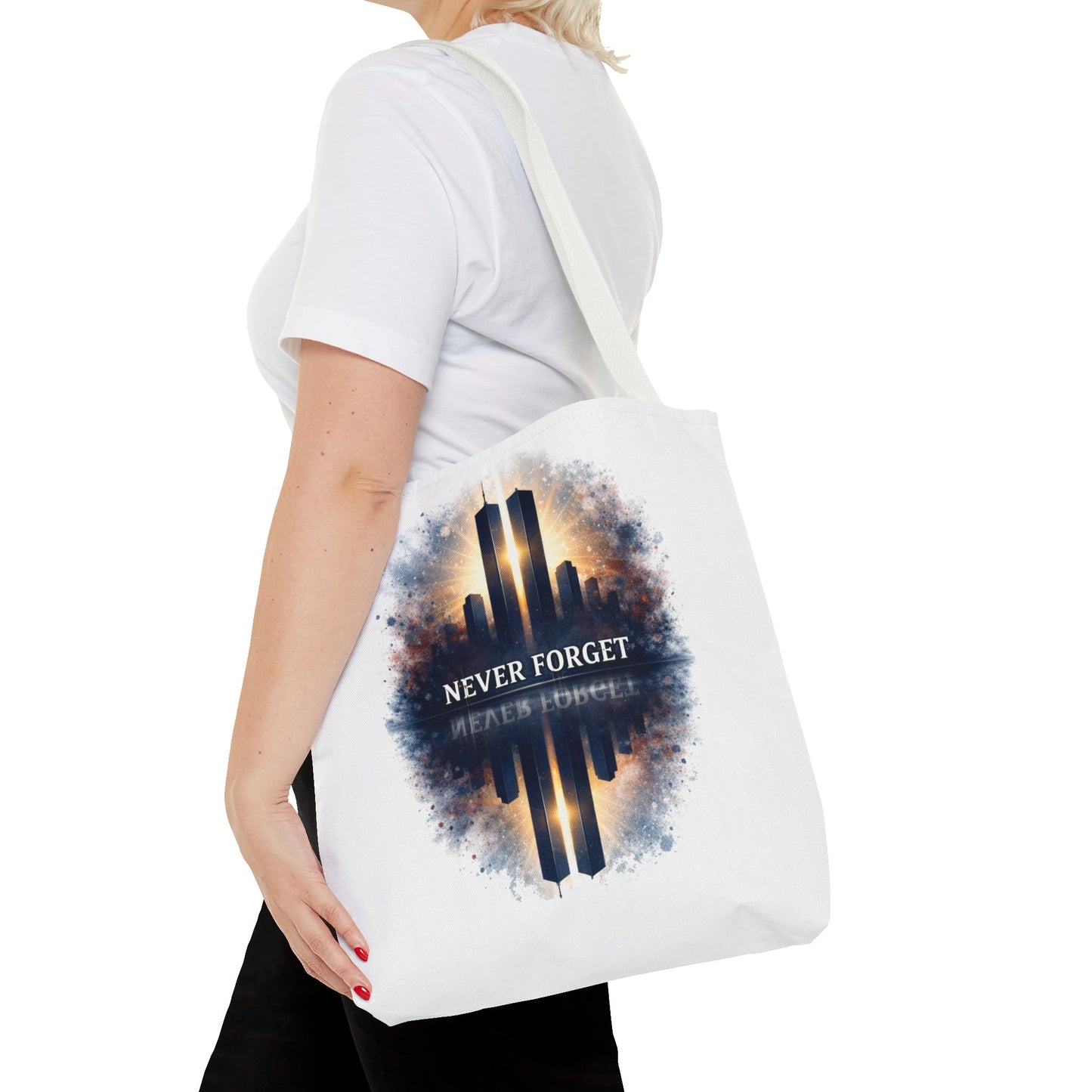 Never Forget Memorial Tote Bag — 9/11 Tribute Skyline All-Over Print