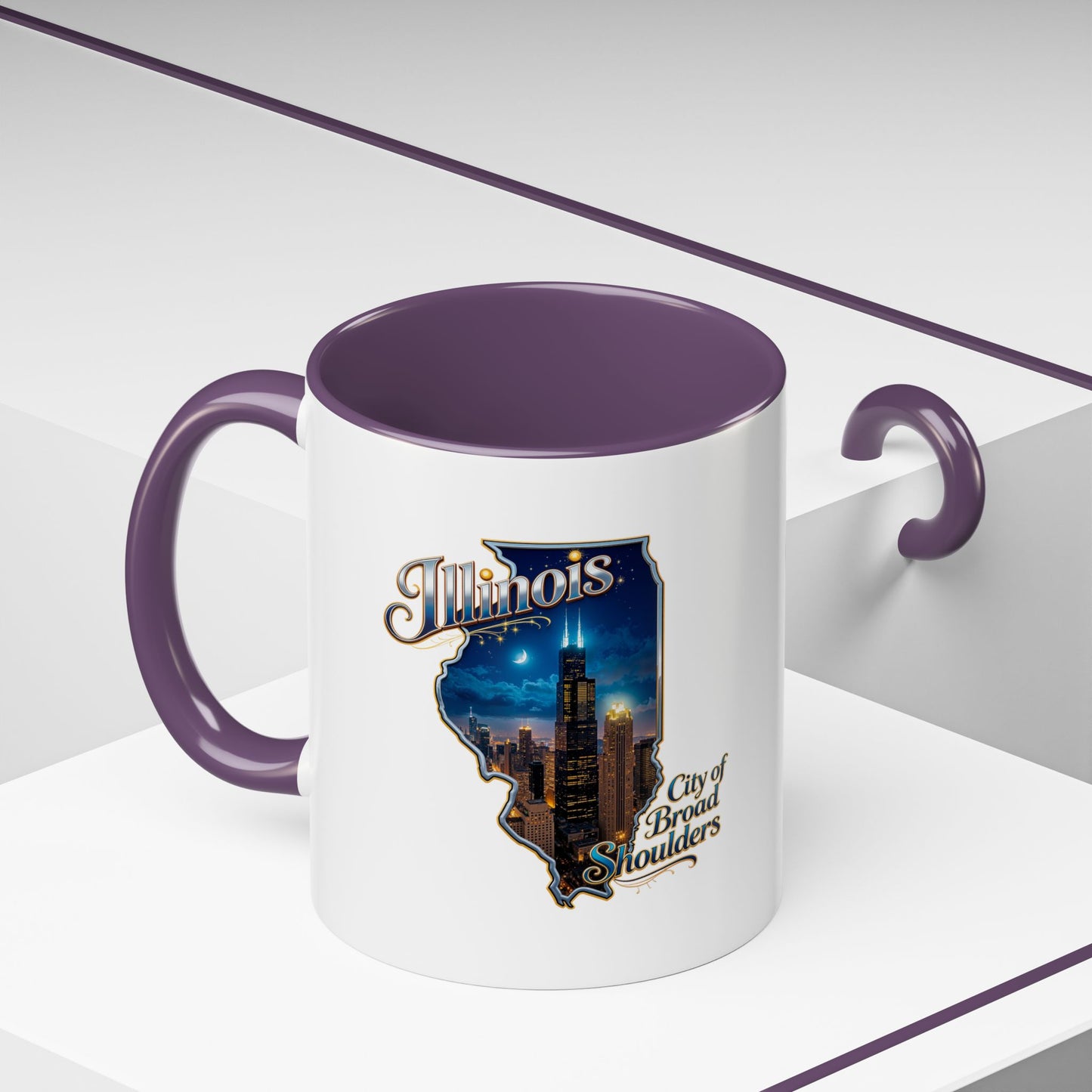 Illinois Skyline Accent Coffee Mug – City of Broad Shoulders Chicago Design (11/15oz)