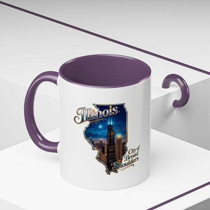 Illinois Skyline Accent Coffee Mug – City of Broad Shoulders Chicago Design (11/15oz)