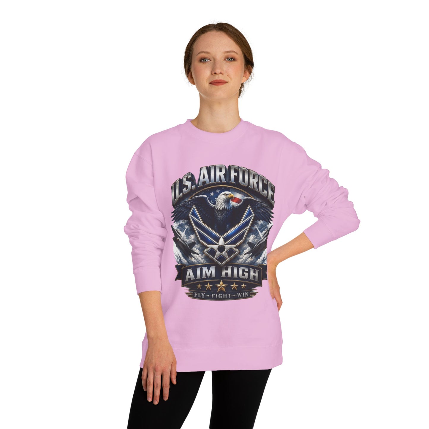 Air Force Crewneck Sweatshirt — "U.S. Air Force Aim High" Military Logo Pullover