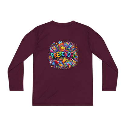 Youth Preschool Long Sleeve Tee - Colorful School Supplies Design