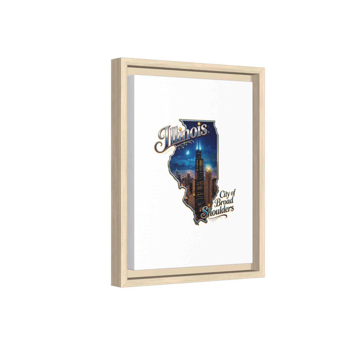 Illinois City of Broad Shoulders Matte Canvas Framed Wall Art